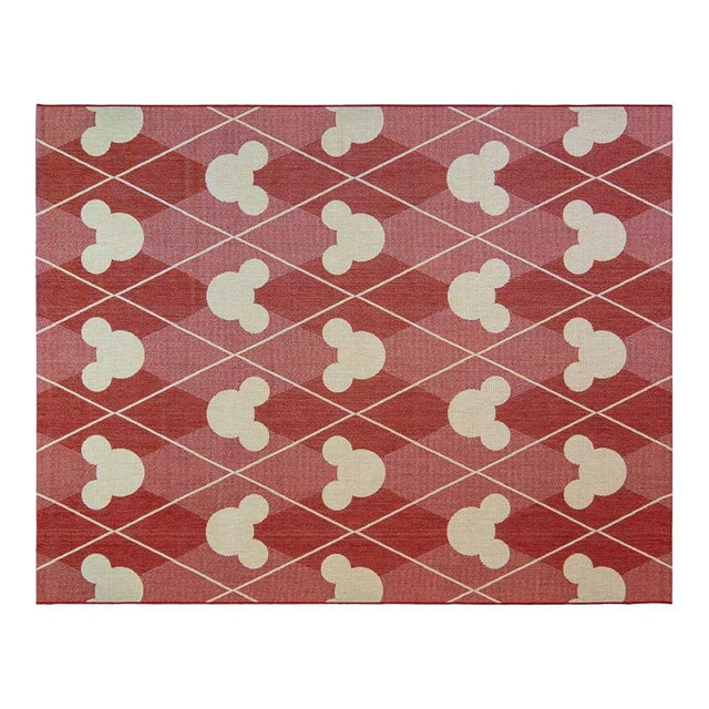 Gertmenian Mickey Mouse Indoor Outdoor Rug, Disney Home Decor, Perfect Area Carpet for Deck, Patio, Sunroom, Office, Playroom, Living Room, 8x10 Large, Diamond Tile Apple Red, 31298