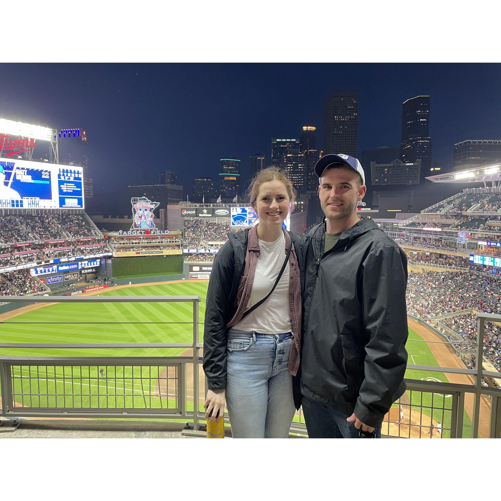 Minneapolis Twins game while visiting Lauren's sister in Minnesota.