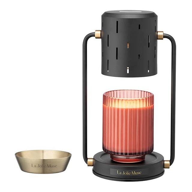 LA JOLIE MUSE Candle Warmer Lamp with Warming Dish, Candle Lamp with Timer & Dimmer for Wax Melting, Electric Candle Melter for Home Decor, Compatible with Small & Large Candles, Bulb Included