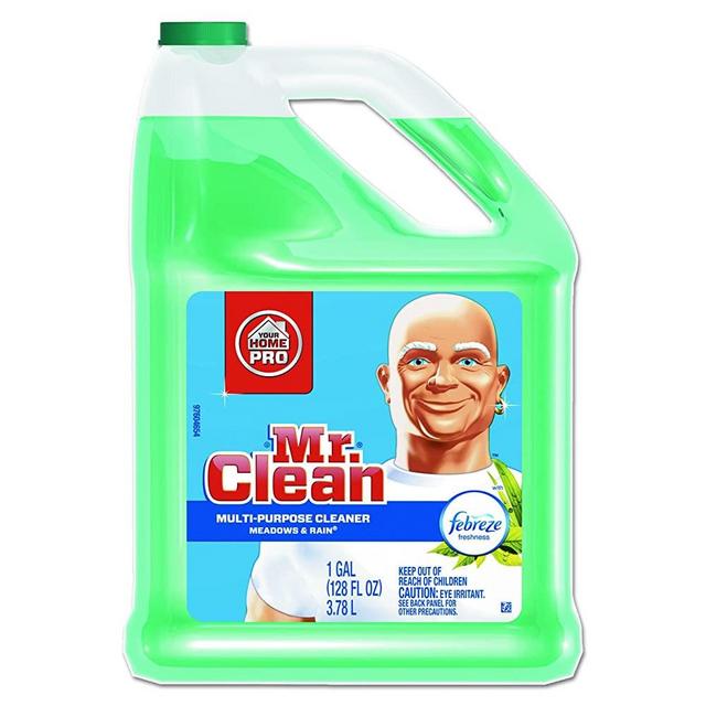 Mr. Clean Multipurpose Cleaning Solution with Febreze, 128 oz. Capacity Bottle, Meadows and Rain Scent