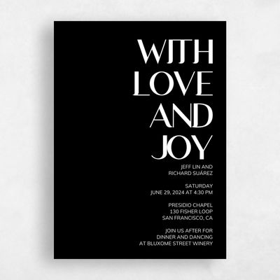 Black Wedding Invitation - Millsboro Portrait