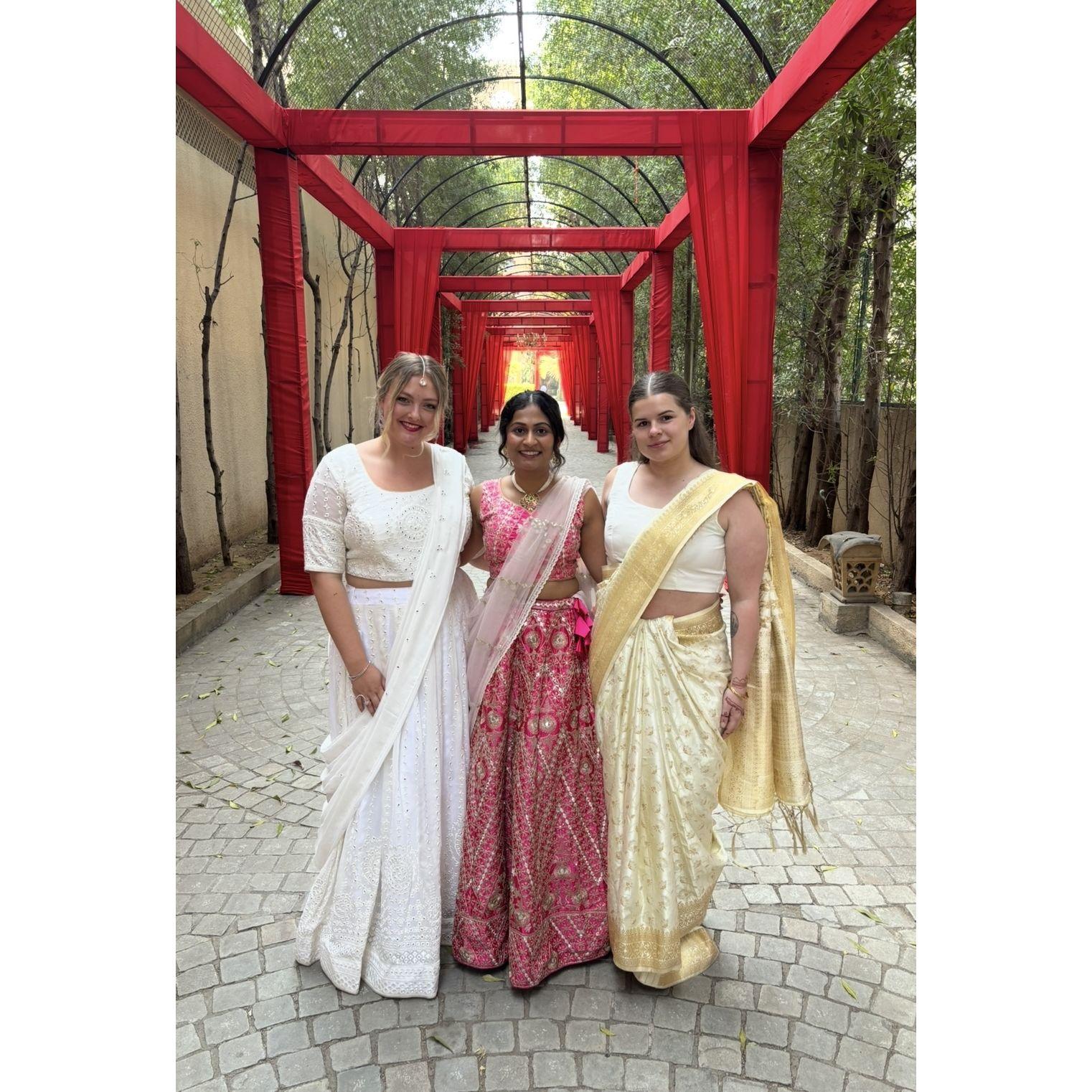 Left to Right (Lehenga, Lehenga, Saree) - Indian Wedding