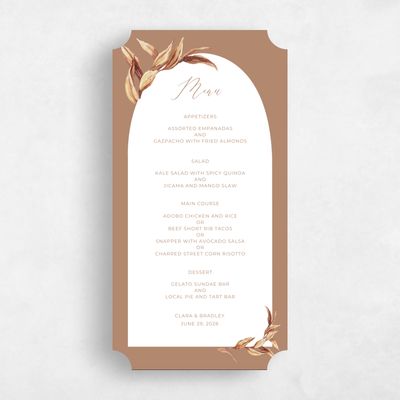 White Ticket Wedding Menu - Caoba
