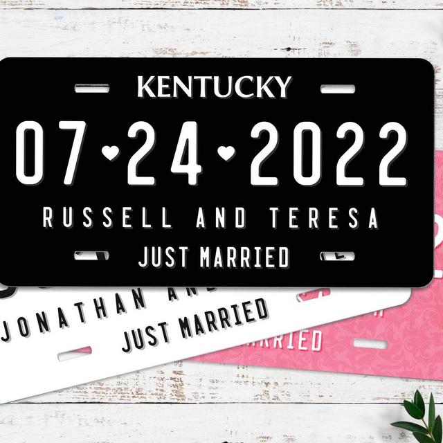Wedding License Plate - Just Married Mr and Mrs - Wedding Car License Plate - Wedding Date Sign