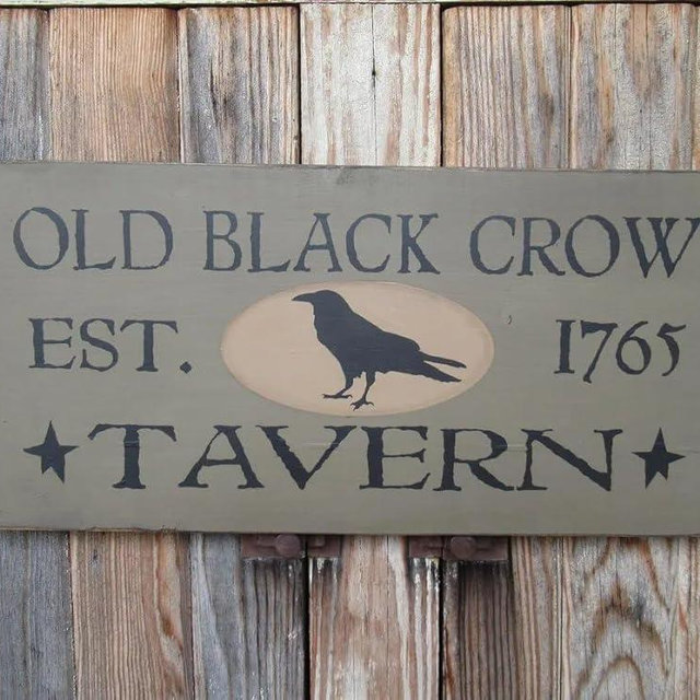 Primitive Wood Sign Colonial Old Black Crow Tavern Sign Decoration Wall Hanging Rustic Primitive Modern Farmhouse Decor 12x6 Inch