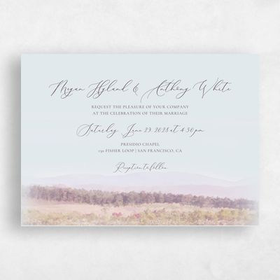 White Wedding Invitation - Meadowlark Landscape