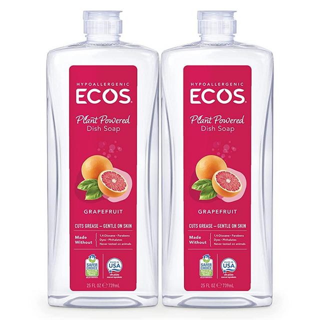 ECOS® Hypoallergenic Dish Soap, Natural Grapefruit, 25oz by Earth Friendly Products (Pack of 2)