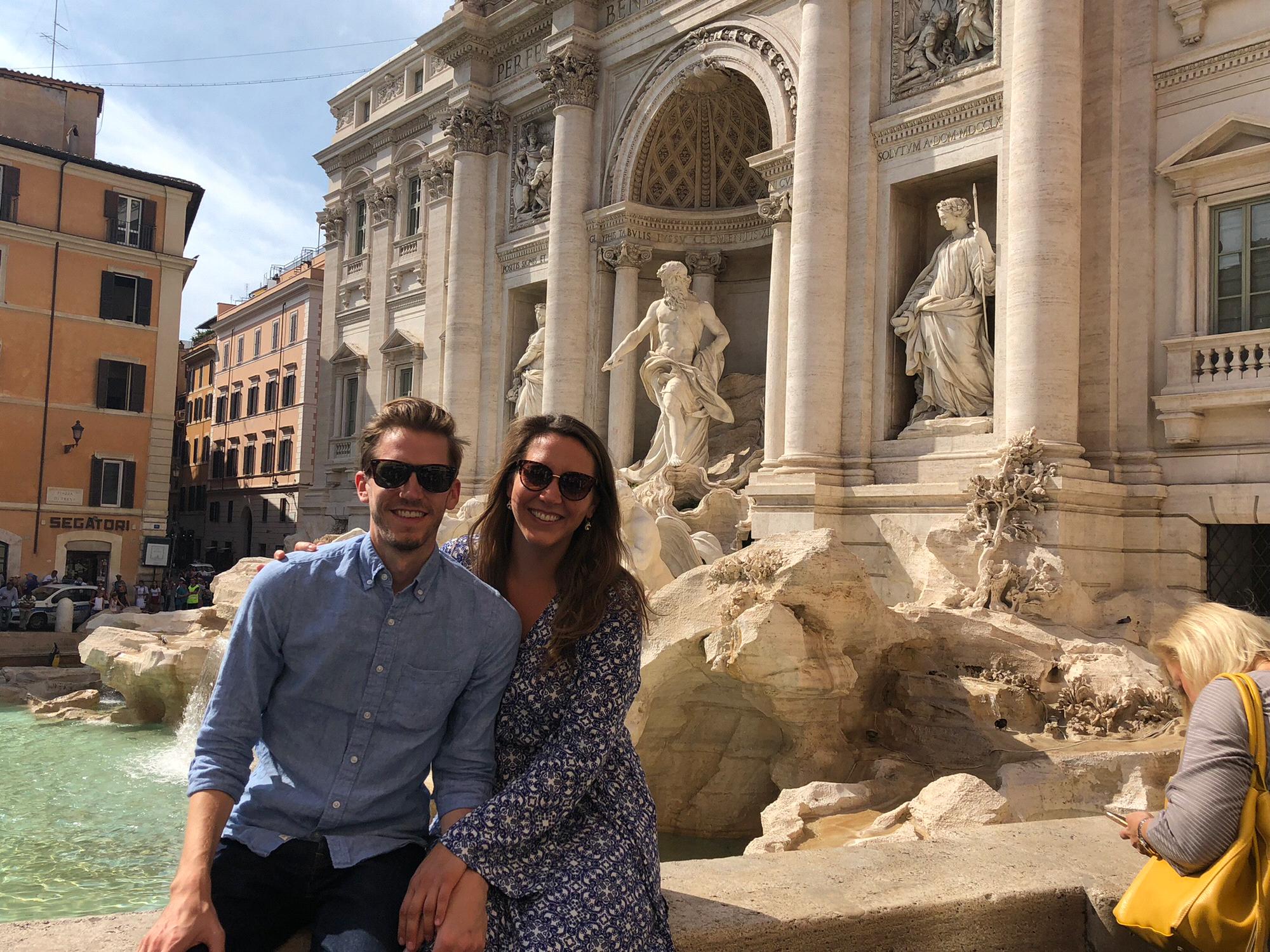 When in Rome, they threw a coin in the Trevi Fountain to ensure a happy marriage and future together