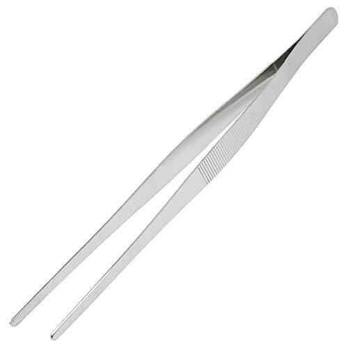 Adecco LLC Kitchen tweezer Stainless Steel, Long tweezer with Precision Serrated Tips for Surgical, Cooking Pincette for Sea food, Bar Tweezer (12")