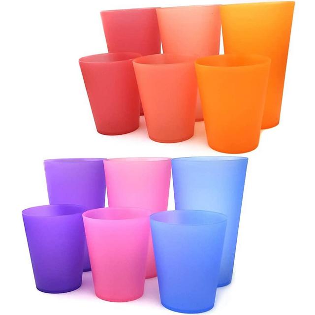32-ounce and 18-ounce Plastic Tumblers/Drinking Glasses/Party Cups/Iced Tea Glasses Set of 12, 6 Assorted Colors | Unbreakable, Dishwasher Safe, BPA Free