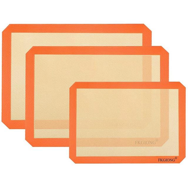 Silicone Baking Mats - Nonstick Large Baking Mat Set of 3-2 Half Sheets Mats (11 5/8" x 16 1/2") + 1 Quarter Sheets - Extra Thick Reusable Bakeware Mats for Cookies, Pastry, Bread, Bun, Fondant