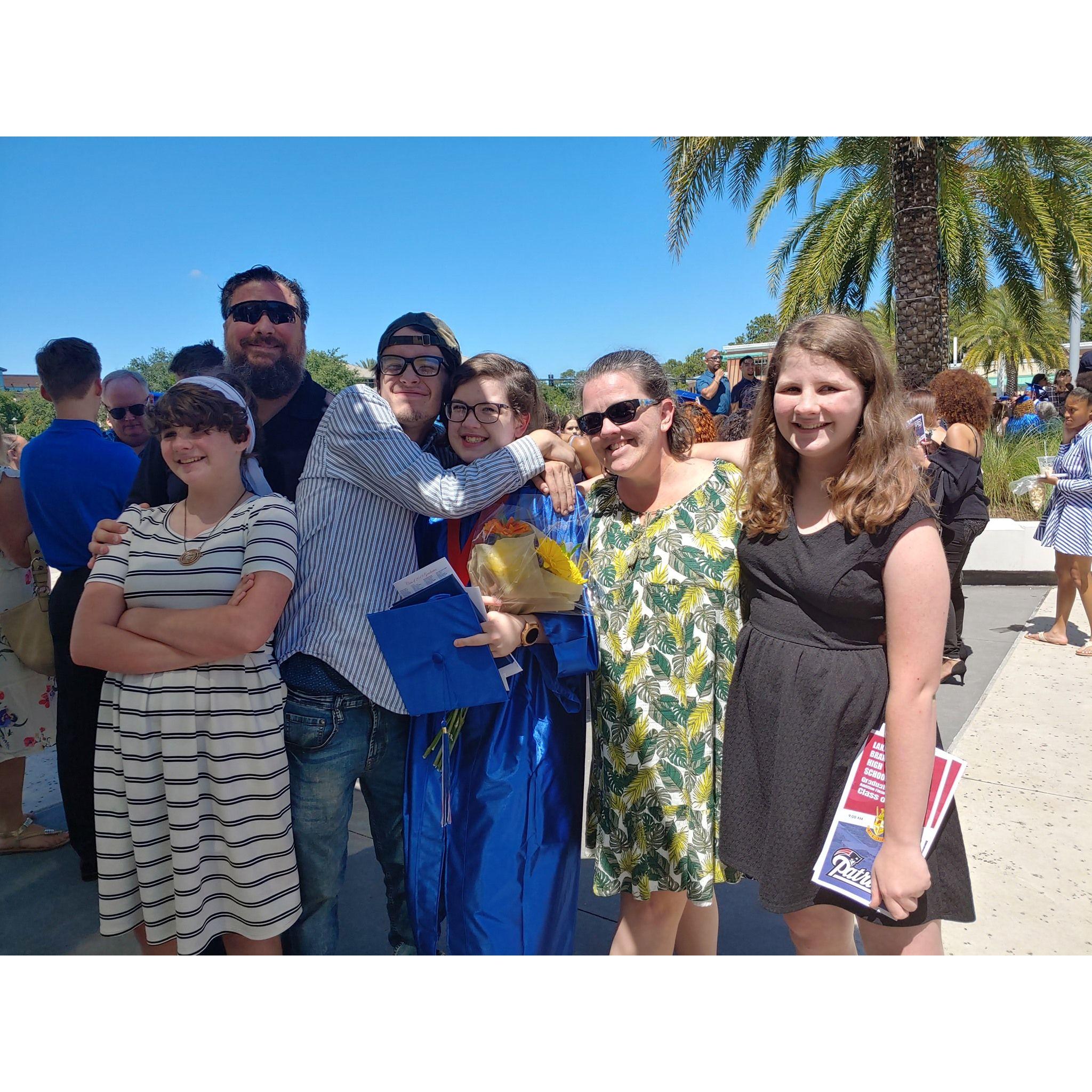 Madison with her family. (Left to Right) Ring Bearer Kimberly, Pastor Howard, Groomsman Martin, Madison, Mom Becky, and Flower Girl Emily!
