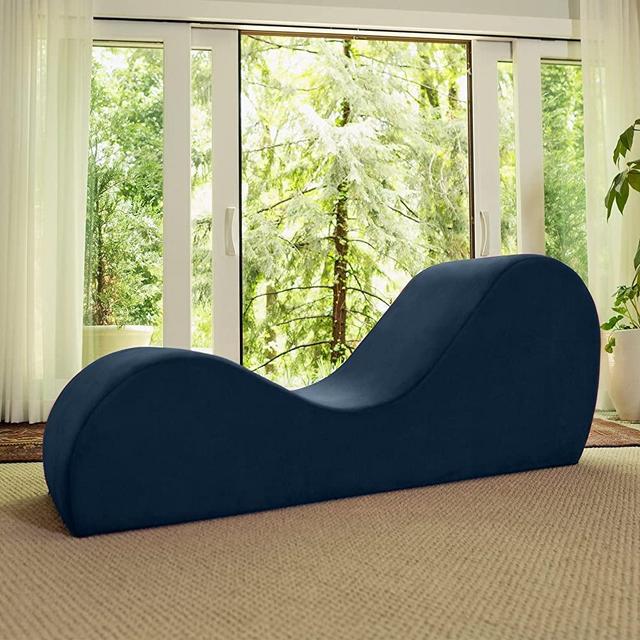 Avana Sleek Chaise Lounge for Yoga, Stretching, Relaxation-Made in The USA, 60D x 18W x 26H Inch, Indigo