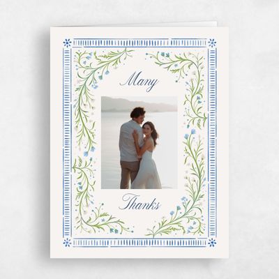 Beige Floral Wedding Thank You - Querida Photo