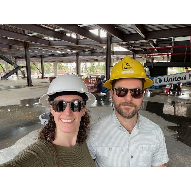 Zach showing Mariel one of his job sites in the Woodlands