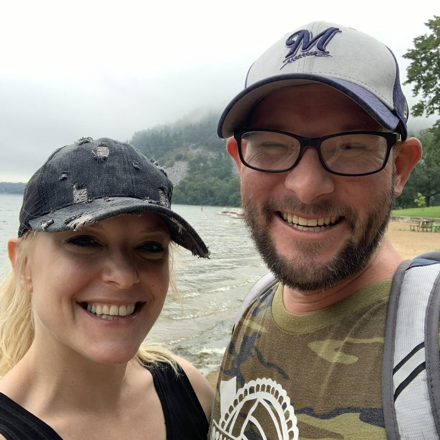 Devil's Lake: First day trip, first photo together. It was an amazing day, filled with laughs and adventure. It's also the place Dane proposed!