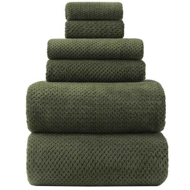 HVMS Oversized Bath Towels Extra Large 40x80 Inches Bath Sheets for Adults Super Soft Quick Dry Highly Absobent Microfiber Shower Towels (6 Piece,Green)
