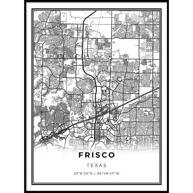 Skanndi Frisco Map Print, Texas TX USA Map Art Poster, Modern Wall Art, Street Map Artwork 18x24