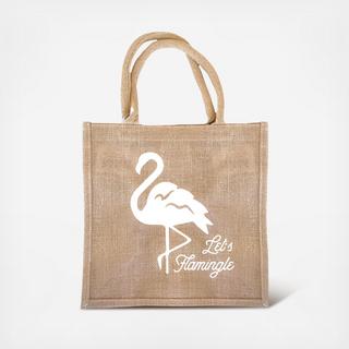 "Let's Flamingle" Burlap Tote