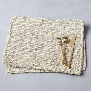 Metallic Crochet Placemat Set, Natural, Set of 2
