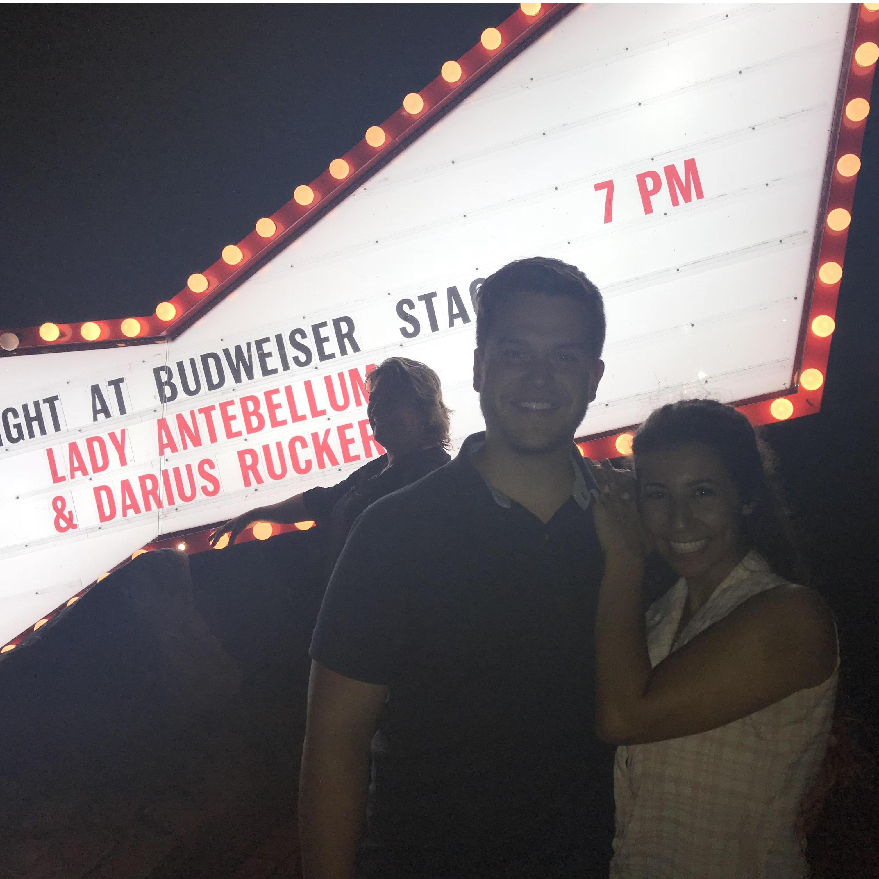 Taking Roberta to her first country concert! Fun fact: Rock Me Mama by Darius Rucker was also our first dance song!