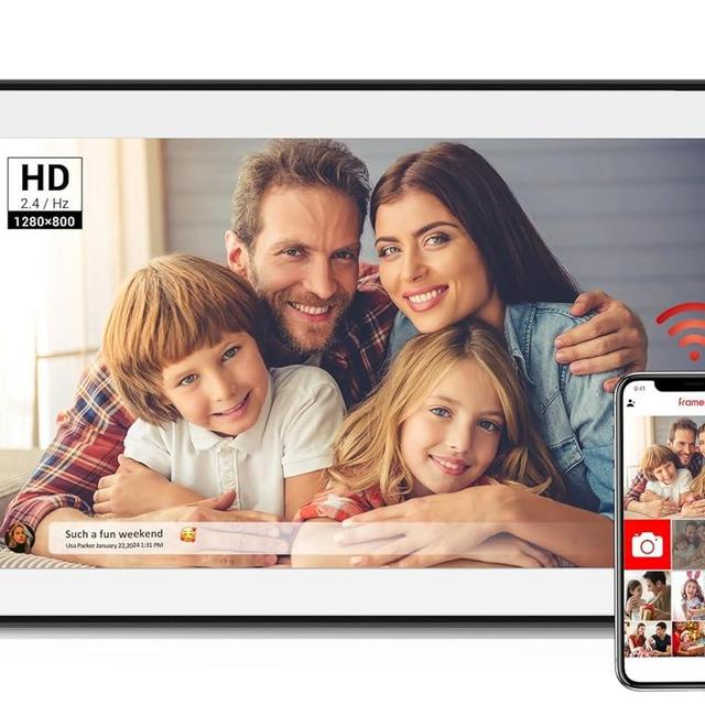 Frameo Digital Picture Frame 10.1 Inch Smart WiFi Digital Photo Frame, IPS Touch Screen, 32GB, Electronic Slideshow, Load from Phone App, Auto-Rotate, for Grandparents & Mothers Day