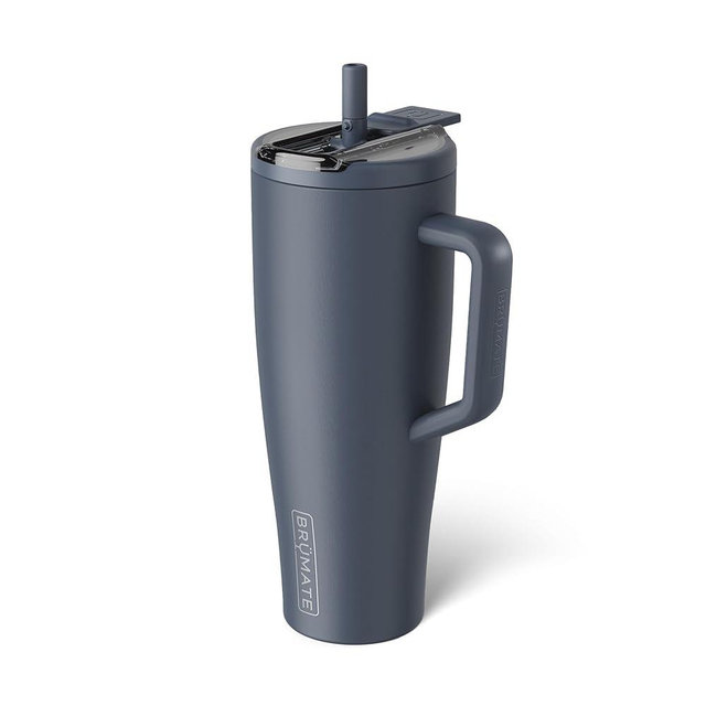 BrüMate Era Flip 40oz Tumbler with 100% Leakproof Covered Straw Lid | Hygienic Covered Straw | Insulated Stainless Steel Water Bottle with Handle | Cup Holder Friendly | BPA-Free (Nightfall Blue)
