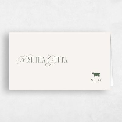 Green Typography Wedding Place Card - Orable Beef