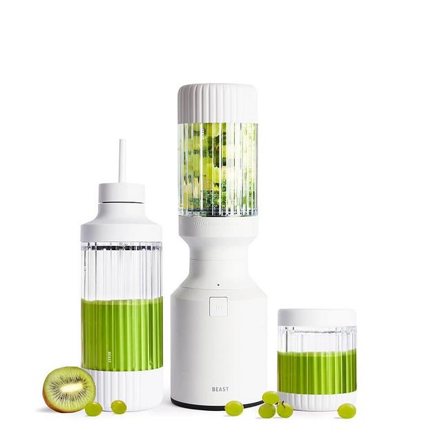 Beast Mighty 850 | Premium Compact Personal Blender | Smoothies, Shakes, Dressings, Sauces | Blends Ice and Frozen Fruit | New XL Vessel | Extra Vessels, Straw Cap and Straws | 850W (Cloud White)