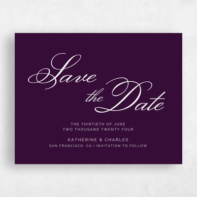Purple Simple Wedding Save the Date - Arthur Classic
