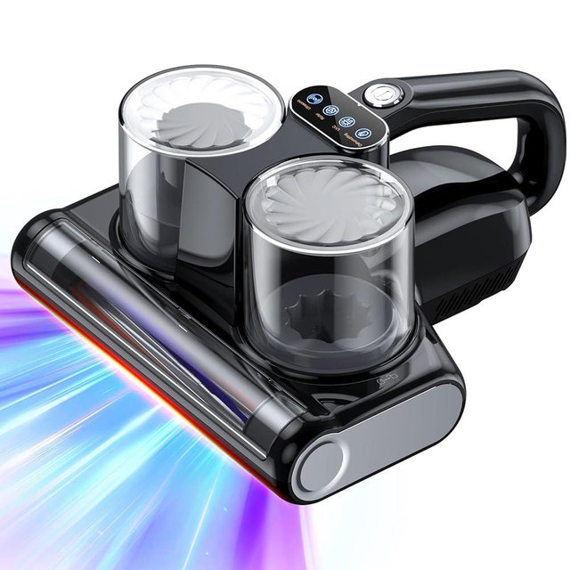 JPHYLL Mattress Vacuum Cleaner, 16Kpa Bed Vacuum Cleaner with 253.7nm UV-C Light & HEPA Filter & Heating & Ultrasonic Quintuple Tech & 30000 RPM/Min Brushroll Rotation, 500W, Corded