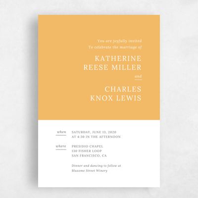 Mustard, Yellow Wedding Invitation - Stevens Edge