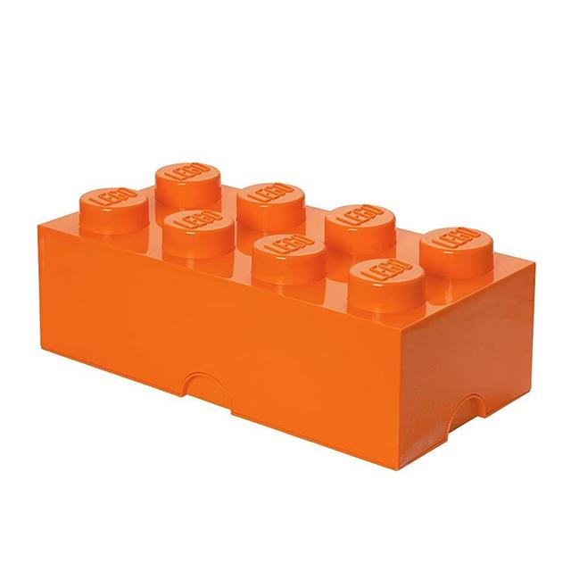 Room Copenhagen, Lego Storage Brick Box - Stackable Storage and Decorative Organization for Building Blocks and Other Toys - 19.69 x 9.84 x 7.09in - Bright Orange, Brick 8