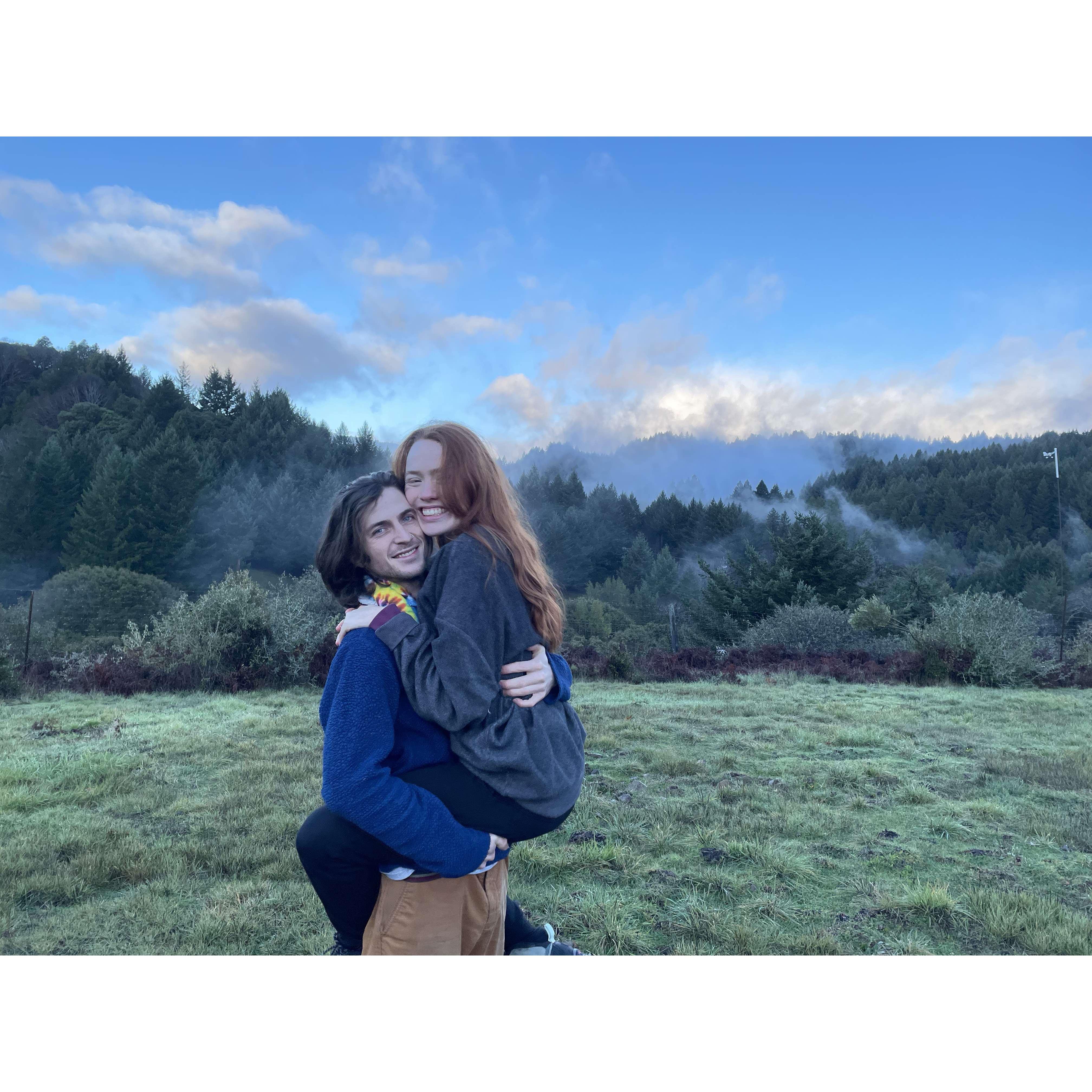 Celebrating our engagement on the hill we want to get married on <3
