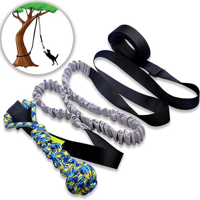 LOOBANI Dog Outdoor Bungee Hanging Toy,Interactive Tether Tug Toy for Pitbull & Small to Large Dogs to Exercise & Solo Play,Durable Tugger for Tug of War