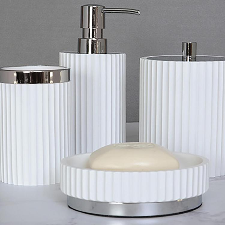 Modern 4 Piece White Ceramic Bathroom Accessories Set