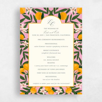 Flamingo, Pink Wedding Program - Melissa