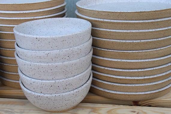 S. Polke Wedding Registry - Speckled White Dinnerware
