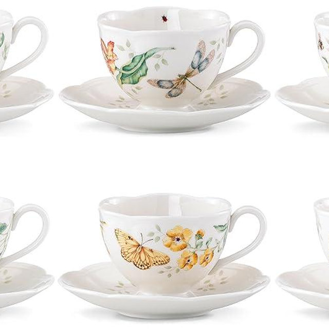 Lenox Butterfly Meadow Cup & Saucer, Assorted Set of 6