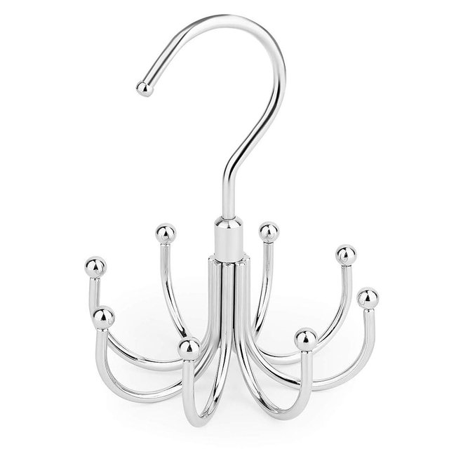 PODATOL Belt Hanger, Space Saving Belt Organizer for Closet, Max 24 Storage Capacity, Rotating Belt Rack Closet Organizers and Storage for Hanging Belt, Ties, Silver