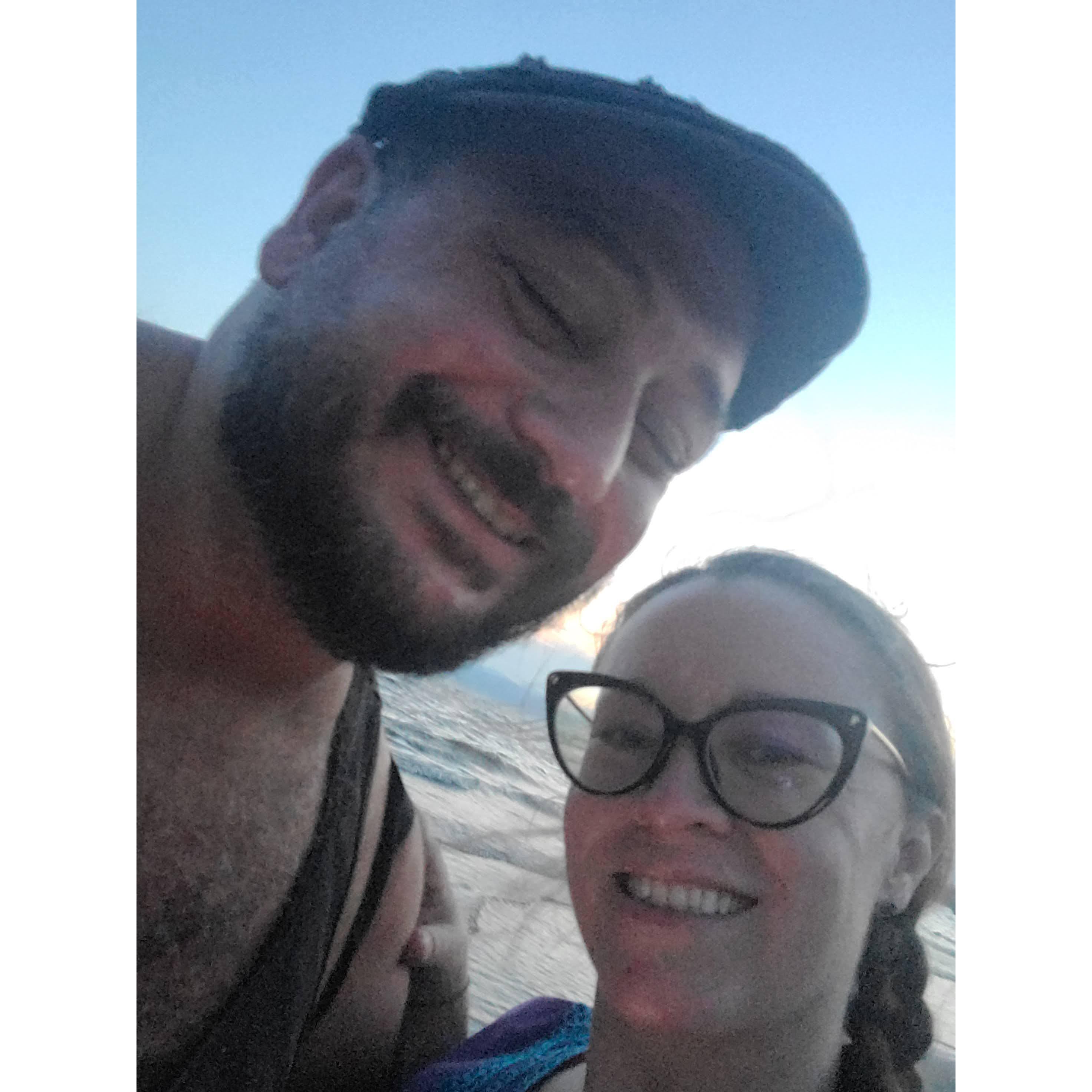 Our first vacation together was to Burlington, Vermont. This is us at Lake Champlain.