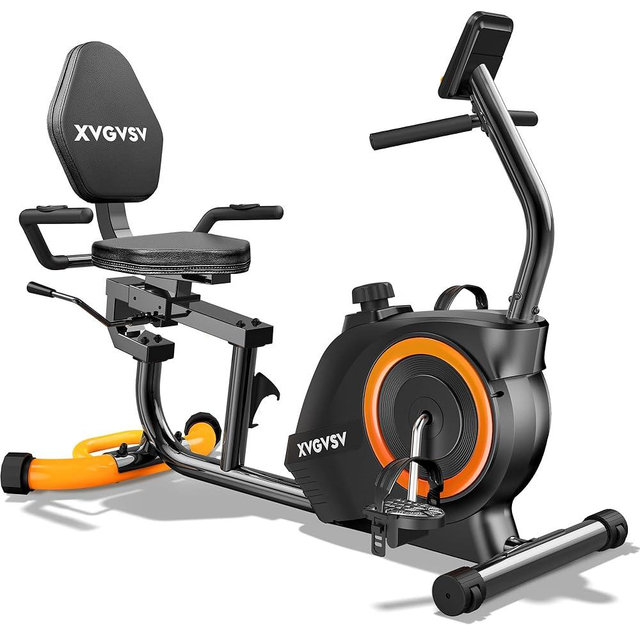 Recumbent Exercise Bike for Home Use, Quiet Recumbent Stationary Bikes for Adults & Seniors, 16-Level Resistance, Adjustable Seat, Supports 400LB, Pulse Sensors & LCD Display
