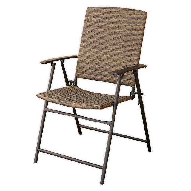 Destination Summer Barrington Wicker Folding Patio Chair in Natural Brown
