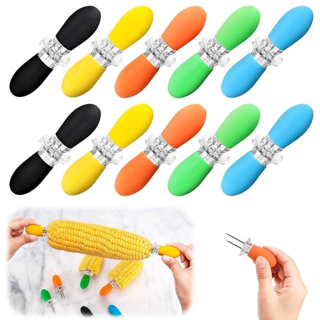 20 Pcs/ 10 Pairs Corn Cob Holders, Interlocking Design Corn Holders, Stainless Steel Corn on the Cob Holders, Corn Holders for Corn on the Cob for BBQ Camping Parties Home Cooking