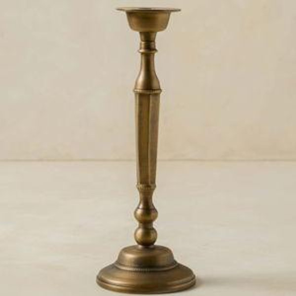 Anna Antique Brass Taper Holder - Large