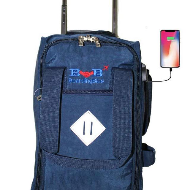 17" Rolling Personal Item Under Seat Luggage for United Airlines + UBS Port (Navy)