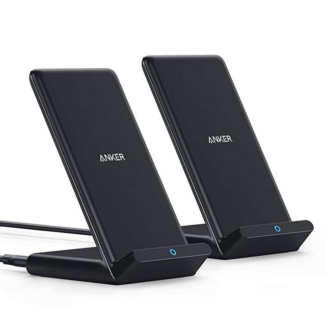 Anker Wireless Charger, 2-Pack PowerWave Stand Upgraded, Qi-Certified, Fast Charging iPhone SE, 11, 11 Pro, 11 Pro Max, Xs Max, XR, XS, X, Galaxy S20 S10 S9 S8, Note 10 Note 9 Note 8 (No AC Adapter)