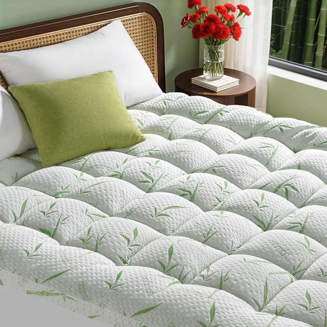 Jov5tic 3 Inch Mattress Topper King Size - 1500GSM 3D+7D Down Alternative Fill,Viscose Made from Bambu Cover,Cooling Extra Firm Pillow Top Mattress Pad for Back Pain with 6"-18" Deep Pocket (78"x80")