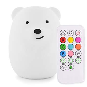 LED Nursery Night Lights for Kids: LumiPets Cute Animal Silicone Baby Night Light with Touch Sensor -...