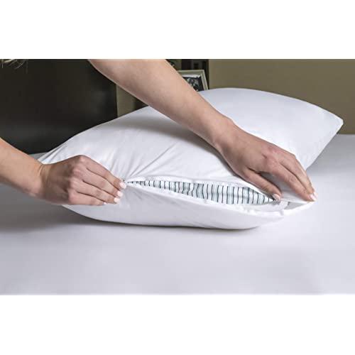Four Seasons Essentials Standard Pillow Protectors (Set of 2) – Allergy Pillow Cover Waterproof Bedbug Hypoallergenic Dust Mite Allergen Proof Zippered Encasement